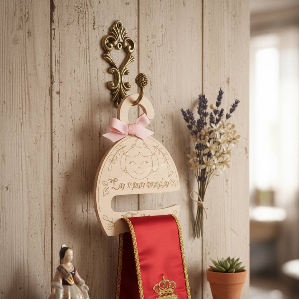 percha para la banda de fallera personalizada colgada de la pared