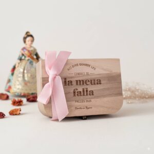 Caja de madera personalizada para guaradar las cenizas de las fallas