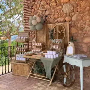 Mesa dulce de Comunión con Estilo Rústico