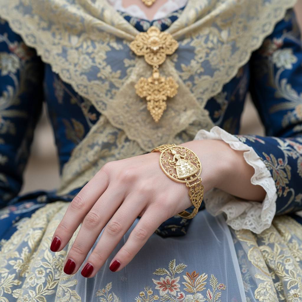 Fallera utilizando pulsera de fallera